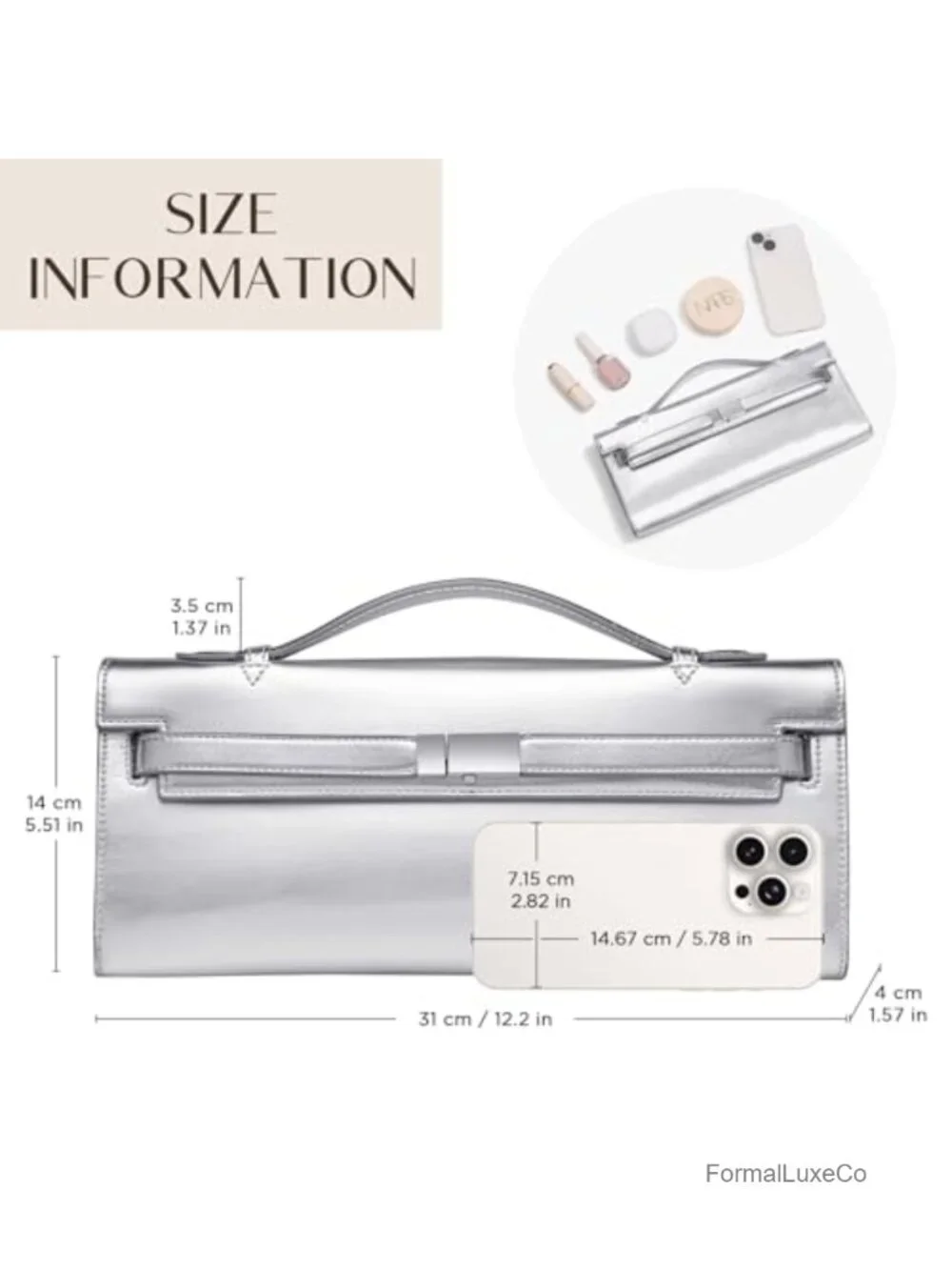 Women's Top Handle Clutch Purse, Faux Leather Handbag for Evening Party, Slim